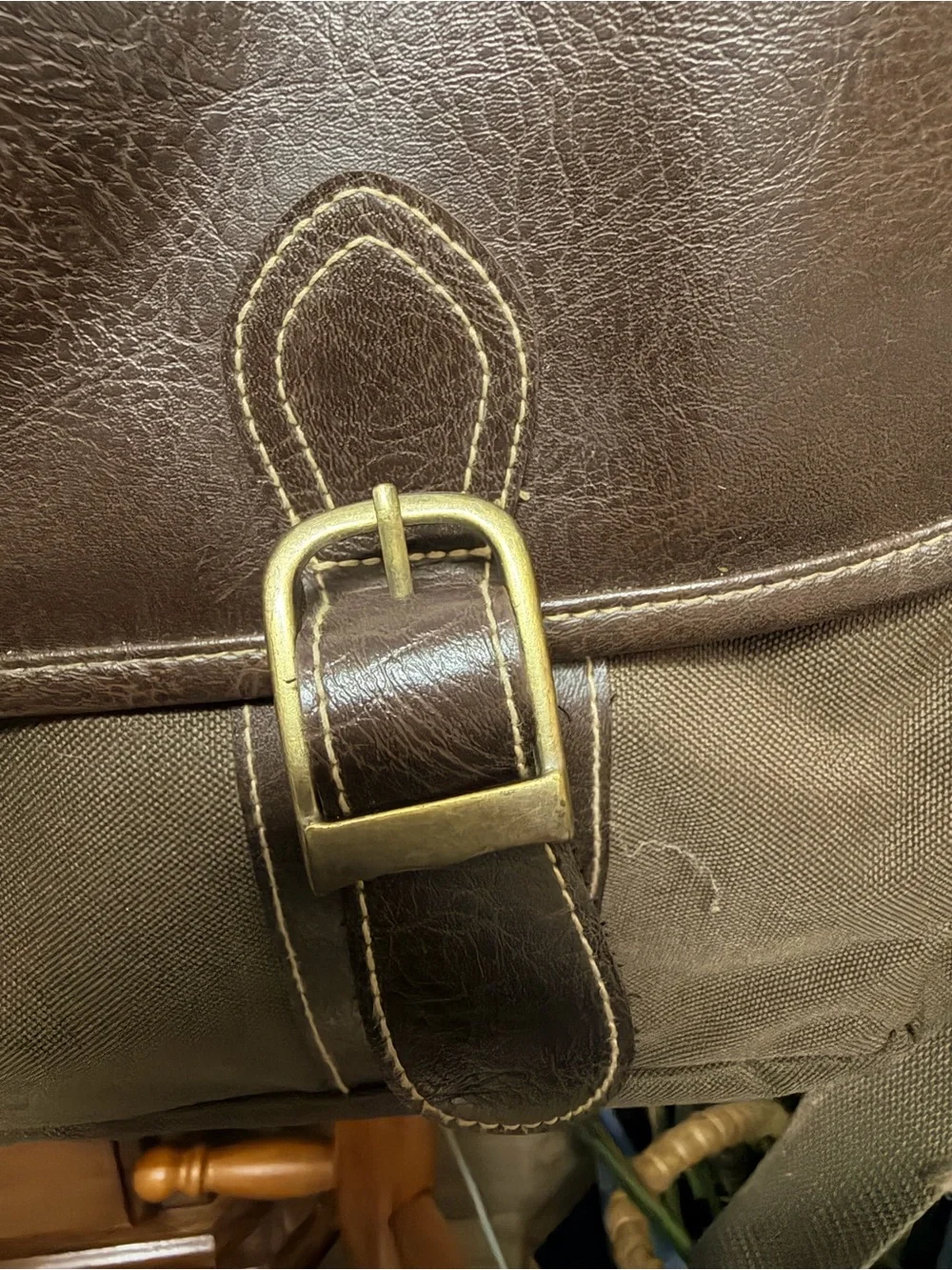 Brown Canvas & Leather Briefcase Bag - US Luggage New York